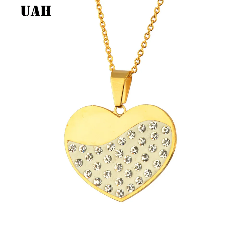 

UAH модная подвеска для лучших друзей ожерелье из хрусталя для женщин Golld цвет ювелирные изделия из нержавеющей стали