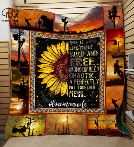 

Firefighter rescue team electrician 3D Quilt Blanket Bedding Throw Soft Warm Thin Office Blanket With Cotton style-4