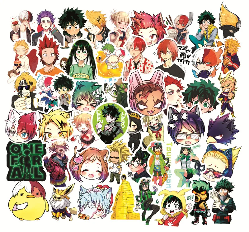 50 шт. виниловые водонепроницаемые аниме наклейки Моя геройская Академия для