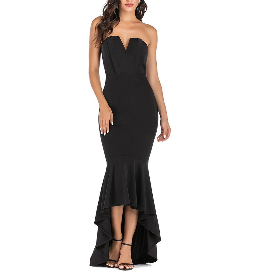 Топ-труба сексуальные платья для женщин Русалка бодикон тонкая длина до пола с