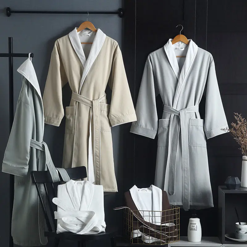 

Five Star Hotel Bathrobe Pure Cotton Men's and Women's Long Double Decker Bathrobe in Autumn and Winter