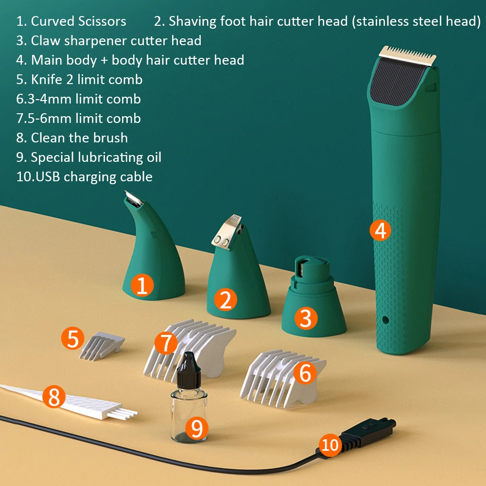 

Набор для ухода за домашними животными, 4 в 1, перезаряжаемый триммер для стрижки домашних животных, профессиональные инструменты для модели...