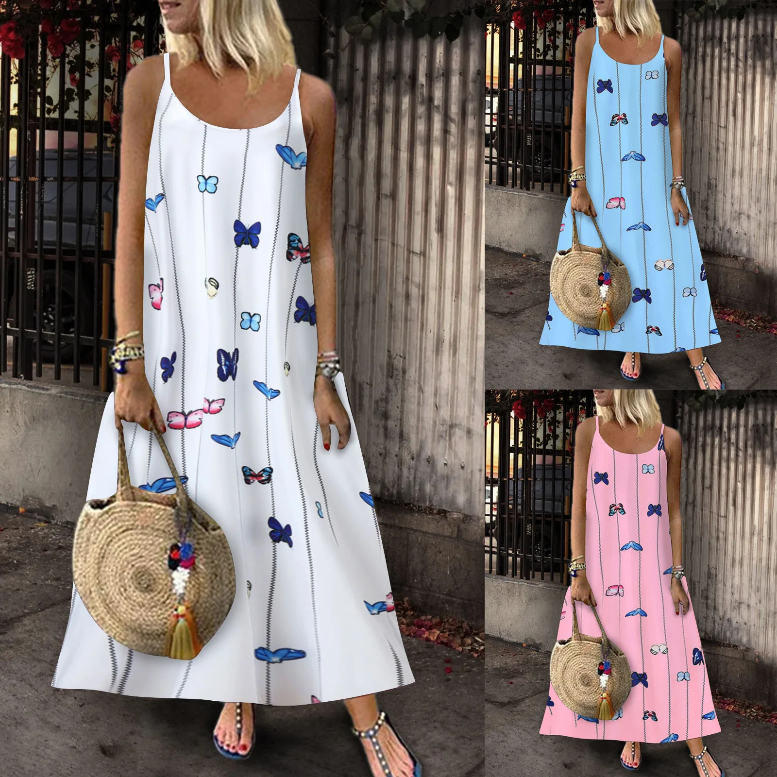 

2021 New Express Hot Sleeveless Printed Dress Women's Suspender Dress