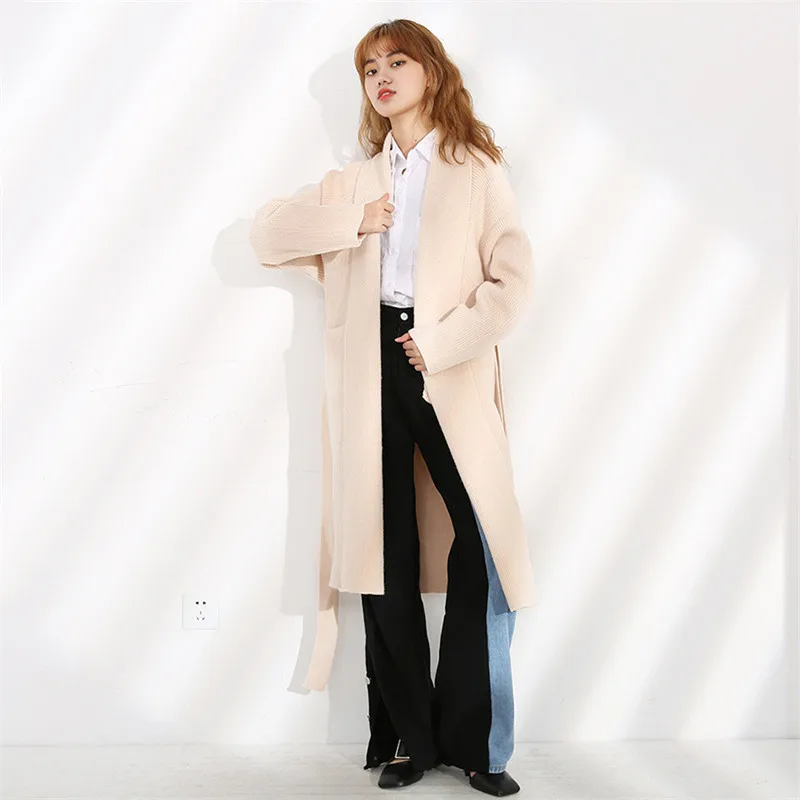 

Autumn And Winter New Alpaca Knitted Cardigan Jacket Women's Wild Mid Length Lazy Wind Sweater Loose Outer Wear Thick Coat C544