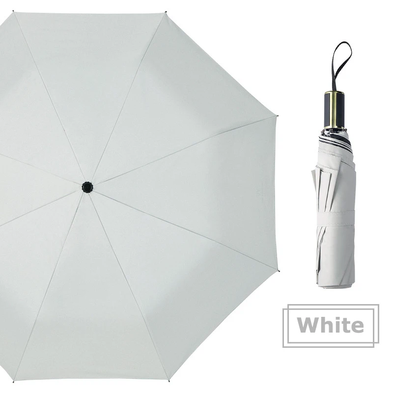 

Three Folding Strong Windproof Rainproof Men Woman Umbrellas Female UV Protection Sunny Rainy Parasol White Ladies Umbrella