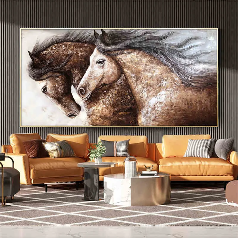 

Modern Galloping Horses Steeds Oil Paintings Prints on The Canvas Living Room Decorative Posters Cuadros Wall Art for Home Decor