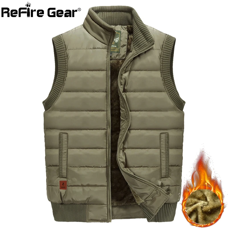 ReFire Gear зимний теплый пуховый жилет мужская повседневная флисовая жилетка с