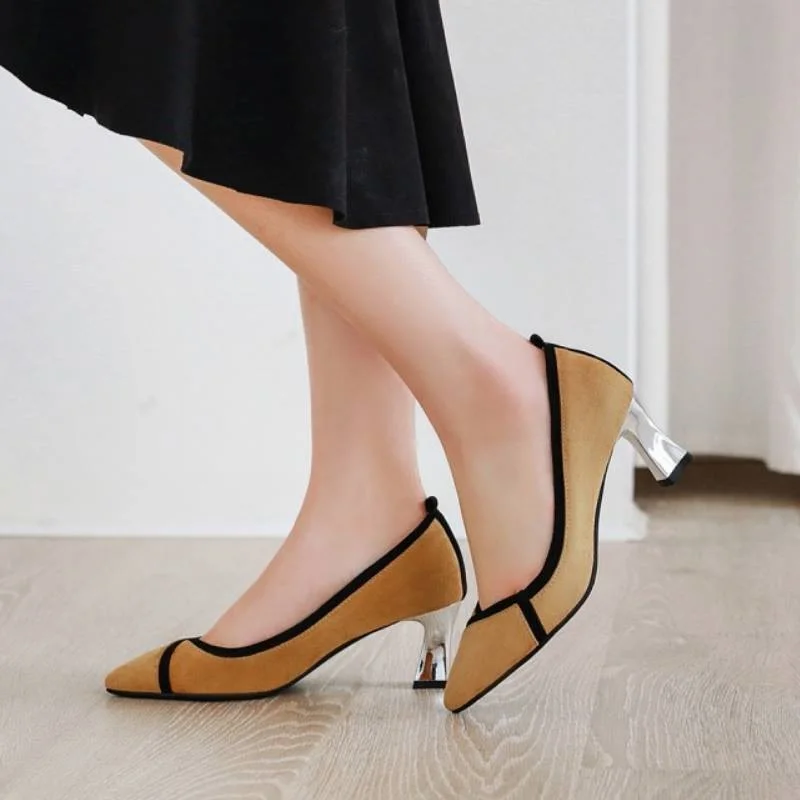 

Fanyuan heels Size 31-47 Fashion Women Pumps Shoes New Pointed Toe Single Shoes Women Stylish Thick Heels Office Work Footwear