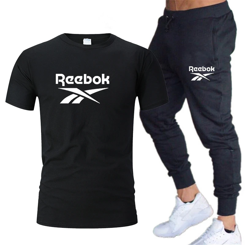 

2021 New Fashion Running Men's Sports Suit Men's O-neck Short-sleeved T-shirt + Trousers Breathable Men's Suit Men's Casual Suit