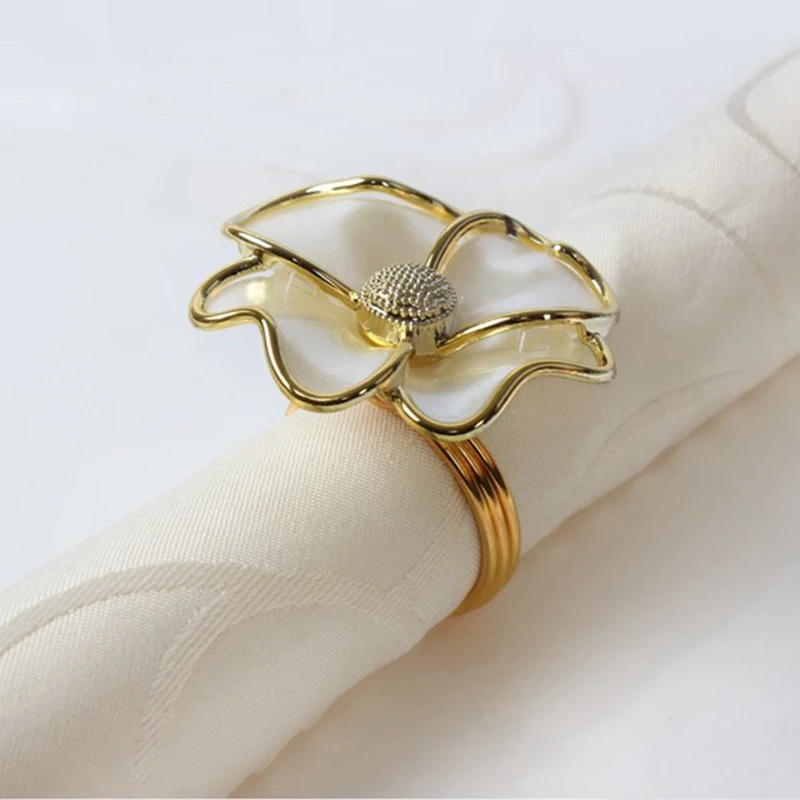 Кольца для салфеток в форме белого жемчуга отеля Красивая пряжка Свадебный декор