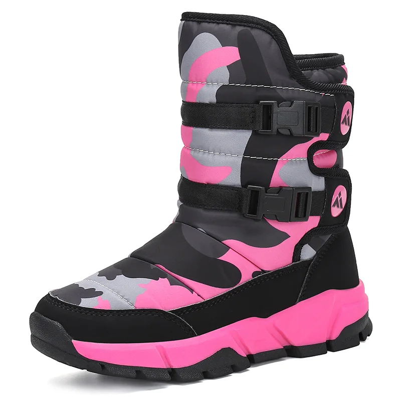 Теплые детские ботинки зимние для девочек меховая хлопковая обувь Детские