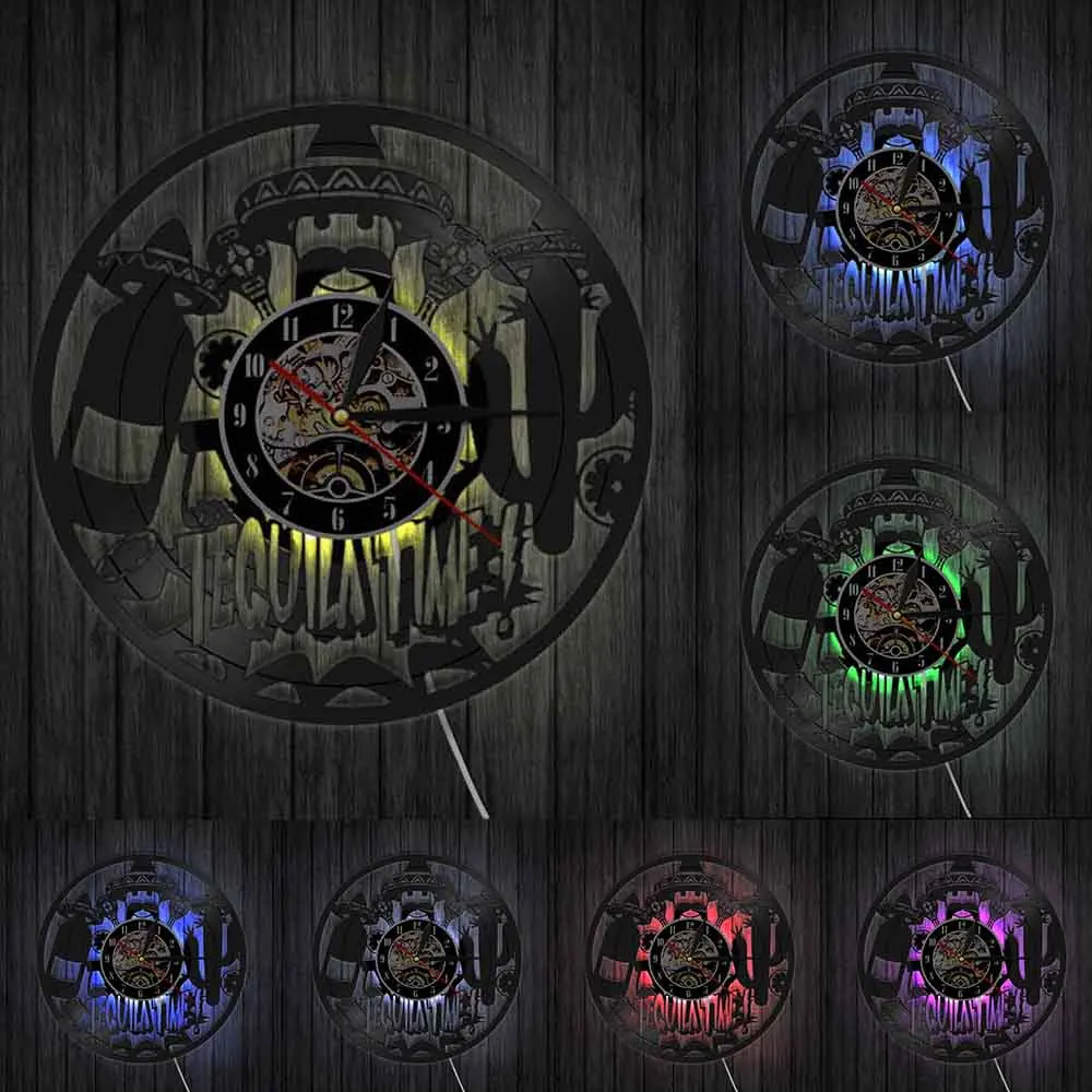 Виниловые часы для напитков с текилой настенные современный дизайн декора кухни