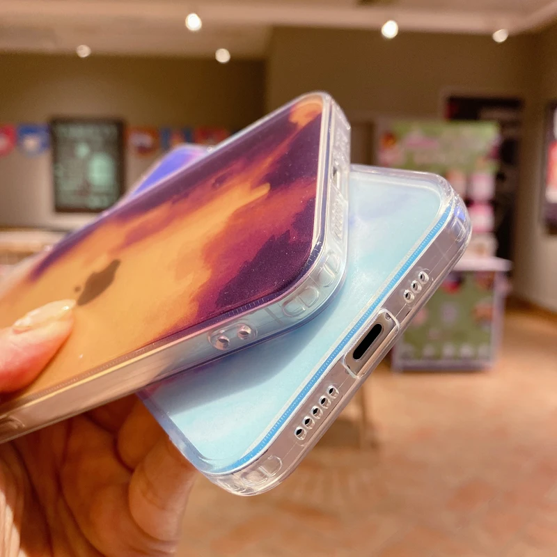 

Watercolor Gradient Marble Phone Case For iPhone 11 12 Pro 7 8 Plus X XR XS Max 11 Pro Soft Back Cover