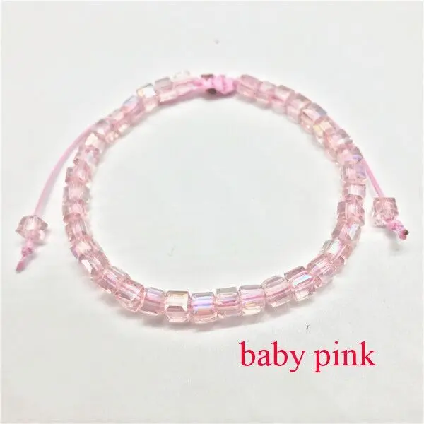 baby pink Квадратный Кристальный бисерный браслет из ярких бусин для женщин богемный консервативный стиль - Окраска металла: baby pink