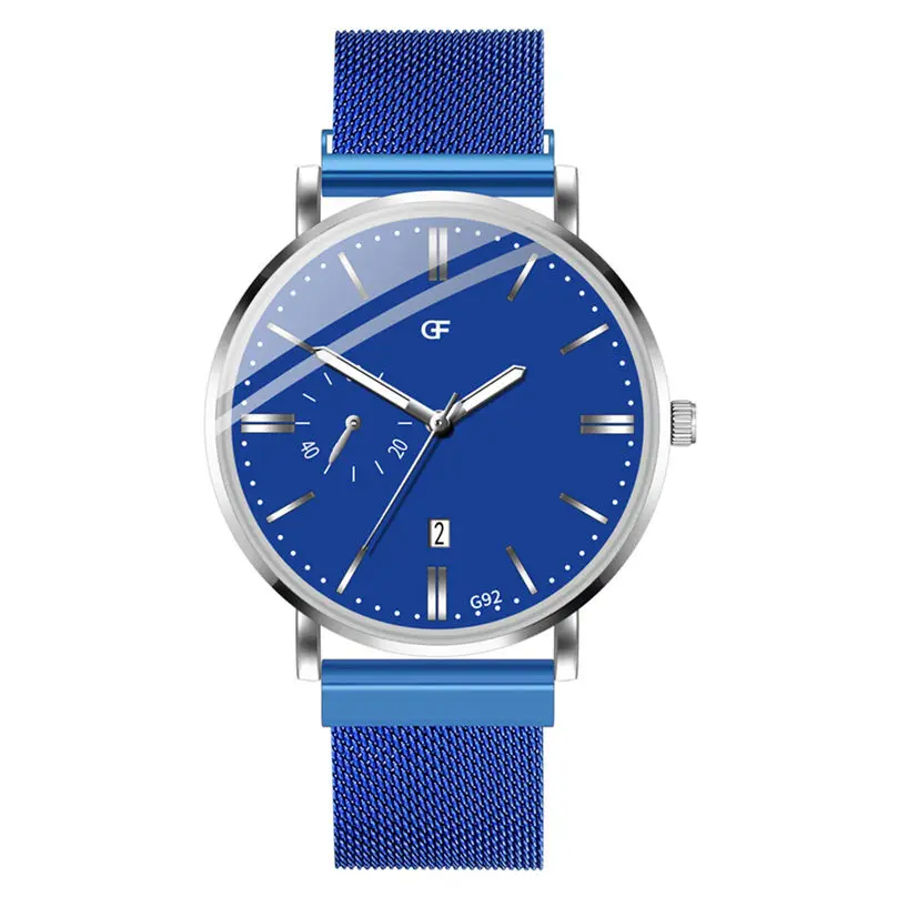 Мужские модные повседневные деловые часы с простой магнитной пряжкой и сеткой
