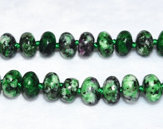 918 + Новый 5x8 мм зеленый красный рубиновый цоизит ожерелье 18&quot |