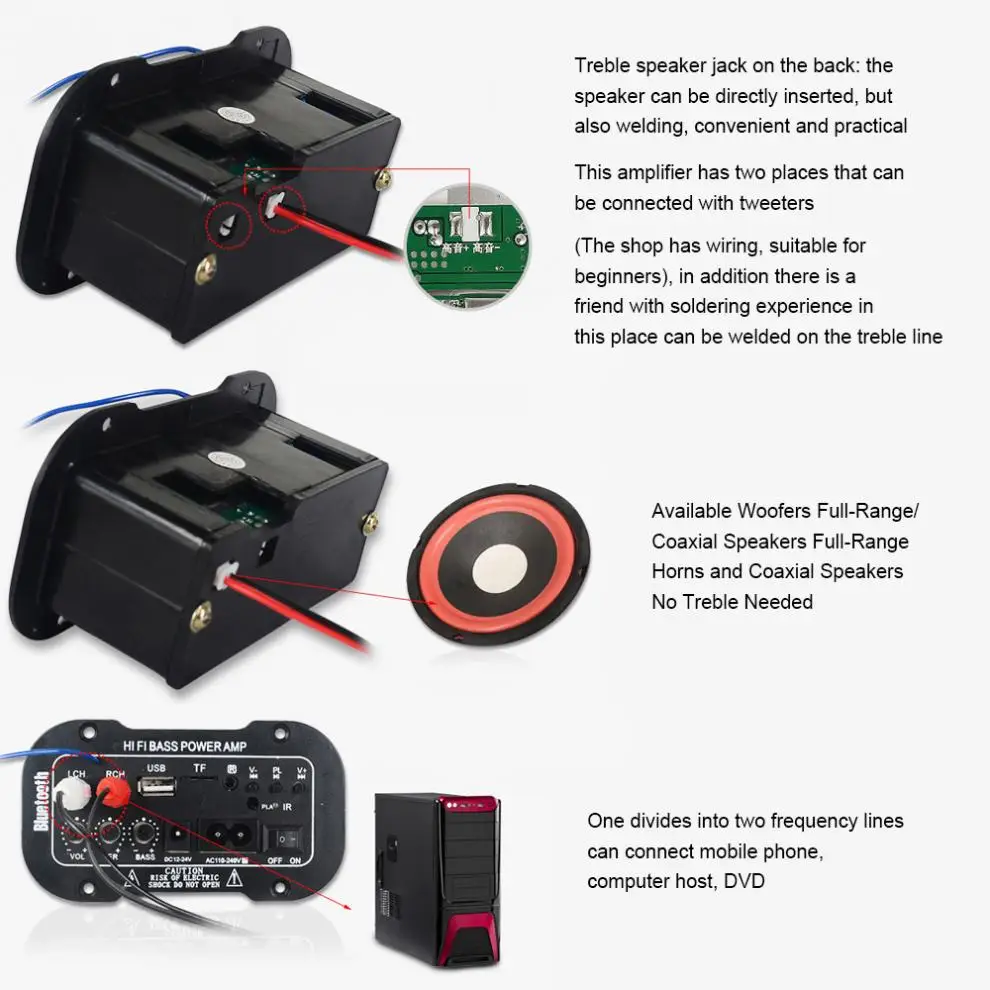5-дюймовый 25 Вт Hi-Fi Bluetooth-совместимый автомобильный усилитель мощности аудио