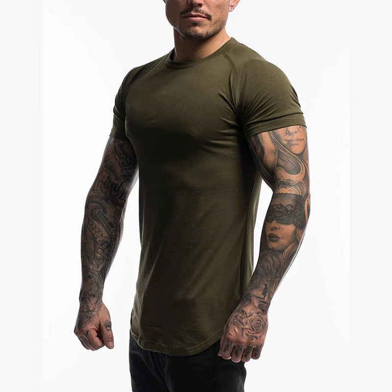 

Running Summer Short Sleeve T Shirt Men Cotton Sports Fitness T-shirt Men Bodybuilding Tshirt Round Hem Streetwear Tee Shirt