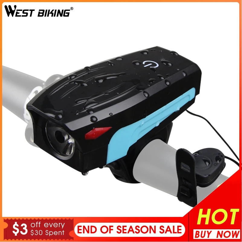 WEST BIKING велосипед светильник s с 130 дБ колокольчиками спереди 5 режимов Велоспорт