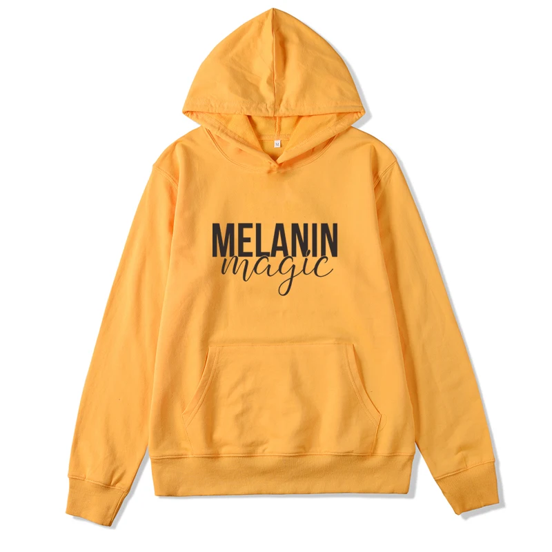 Женская толстовка с капюшоном ONSEME черная рисунком меланина худи в стиле Queen Girl