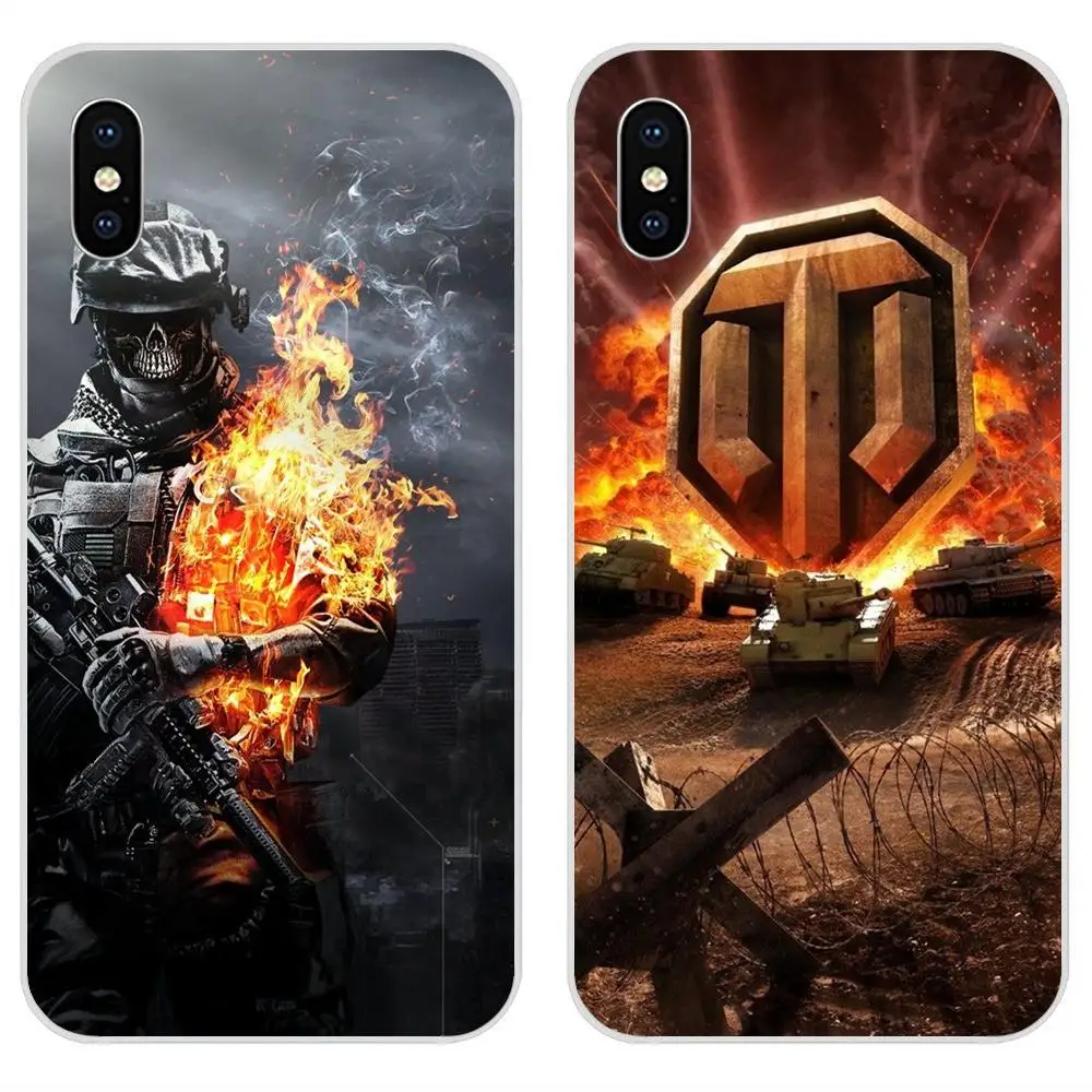 Мягкий чехол из ТПУ для мобильного Прохладный Мир танков огонь Huawei Honor 4C 5A 5C 5X6 6A 6X7
