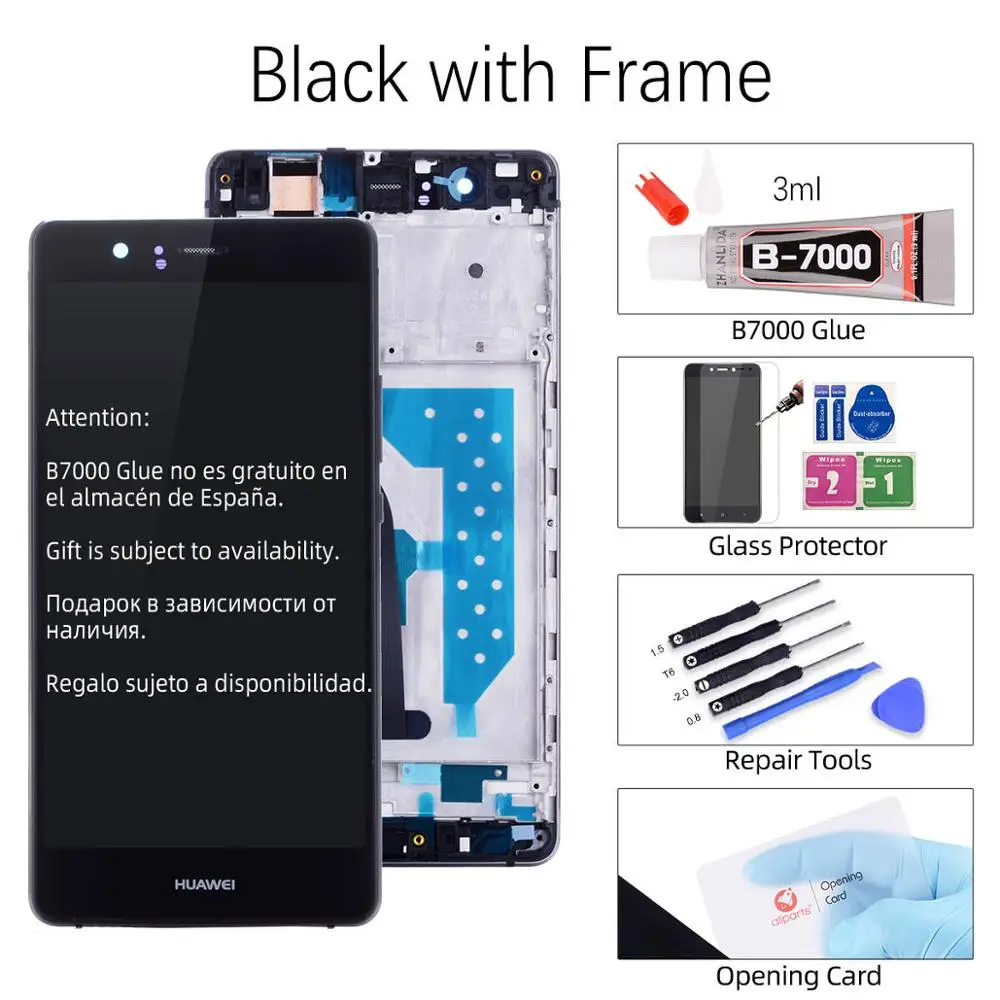 Black with Frame Mini тачскрин дисплей экран для HUAWEI P9 Lite сенсорный дисплей LCD с тачскрином в рамке замена запчасти VNS L31 L21 EVA-L09 l19 Черный белый золотой - Цвет: Black with Frame