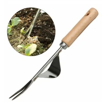 manual weeder fork metal hand garden wood handle digging puller weeding tool home garden transplanting digging tools