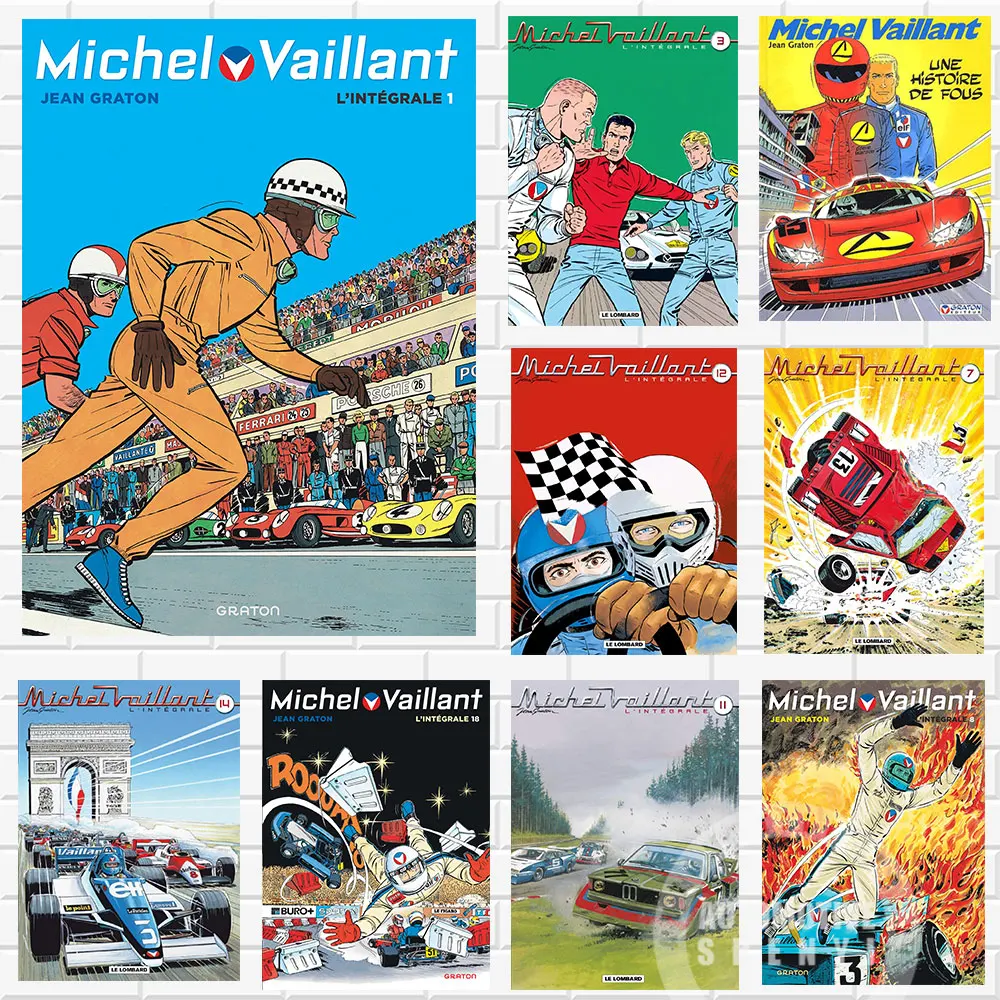 

Michel Vaillant Vintage Racing Car Sport Car Poster Print Canvas Painting Home Decor Wall Art Picture For Living Room