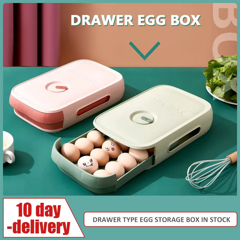 

Drawer Type Egg Storage Box Refrigerator Storage Box Fresh Keeping Box Dumpling Box Household Eggs Holder Food Storage Kitchen