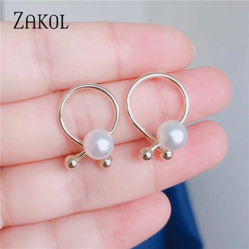 ZAKOL Romantic Simulation Pearl Drop Earrings Sweet Love Heart Bridal for Women Fashion Wedding Work Jewelry FAEP050 | Украшения и