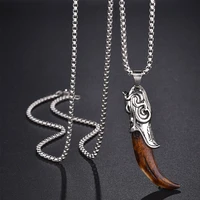 punk wolf spike pendant necklace for women men fashion jewelry classic fang tooth amulet pendant necklace