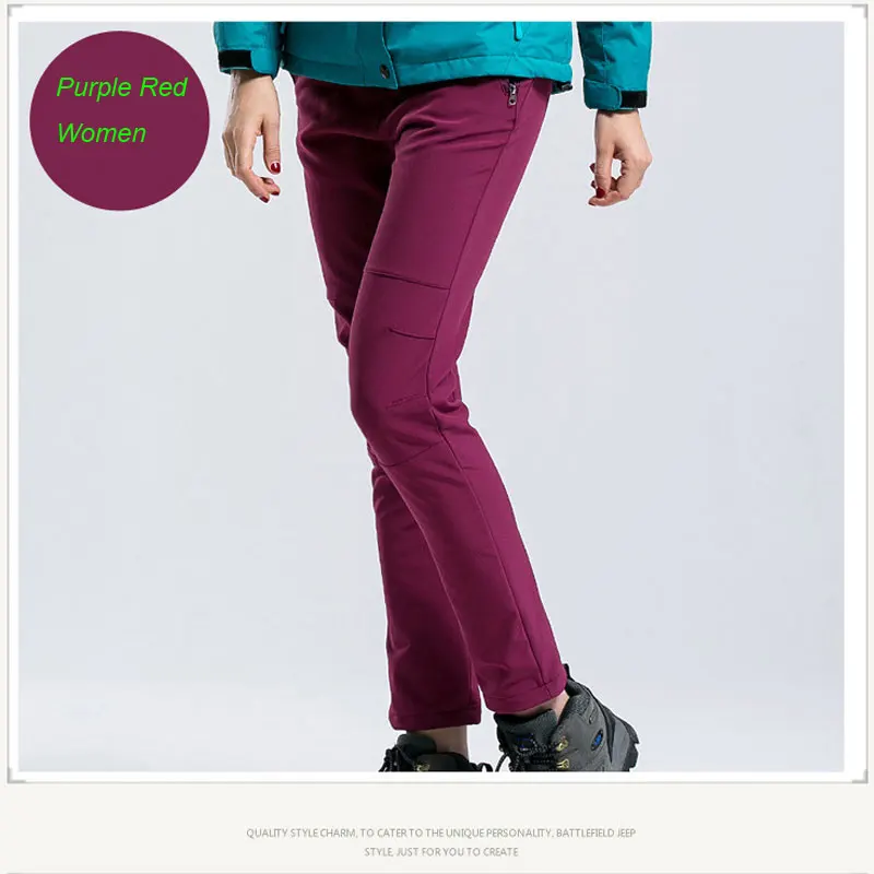 

Autumn Winter Male Female Outdoor Sports Pants Waterproof Windproof Warm Climb Skiing Camping Plus Size Thicken Fleece Trousers