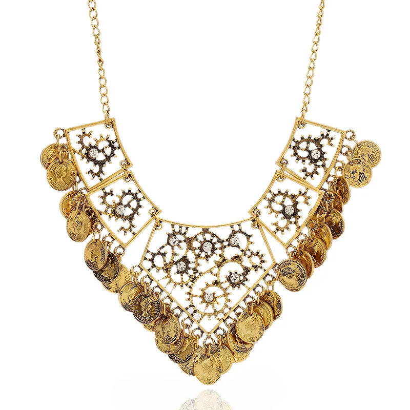 

Ожерелье-чокер женское в этническом стиле с монетницей и кисточками