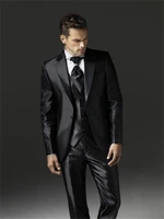 3 pieces shiny black men suits one button formal groom tuxedos groomsmen mens wedding prom suits bridegroom jacketpantsvest