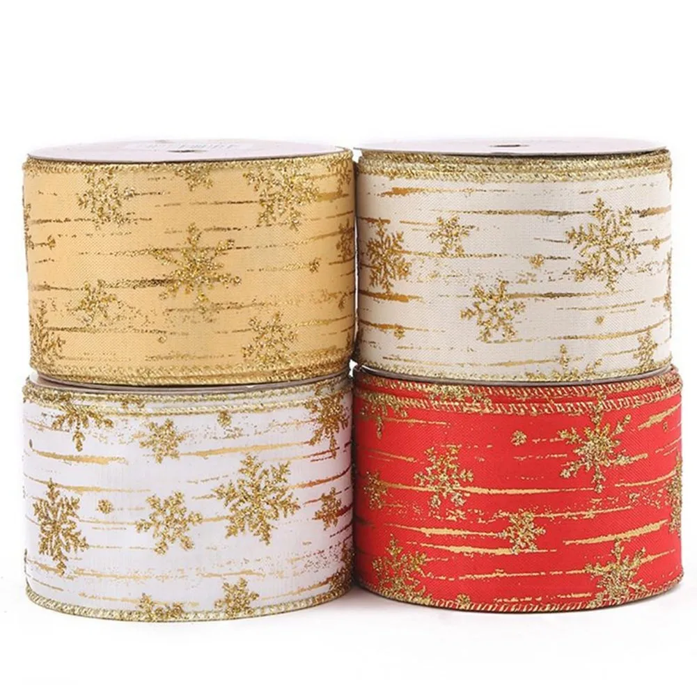 

10 Yards Glitter Sheer Snowflake Ribbon For Wedding Party Christmas Tree Decor Christmas Decorations 2021 New Year Home Decor