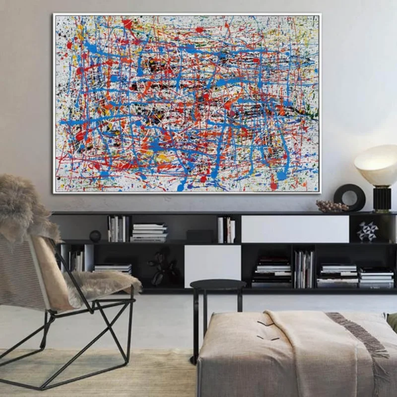 

Large Abstract Art Canvas Modern Abstract Painting Original Colorful Painting Large Oil Painting Pollock Splatter Painting