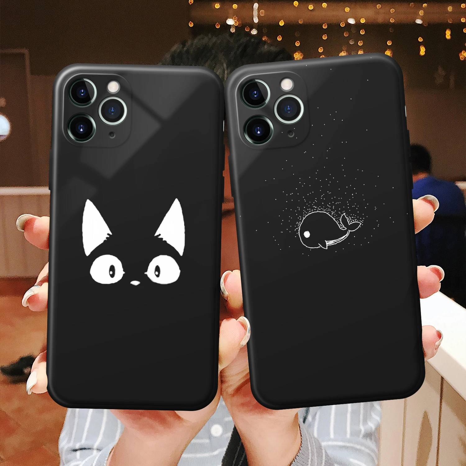 Чехол для iPhone 11 Pro Max XR Xs 5 5s 6 6s 7 8 Plus SE SE2 2020 милый кот луна сердце КИТ Забавный дизайн черный ТПУ чехол