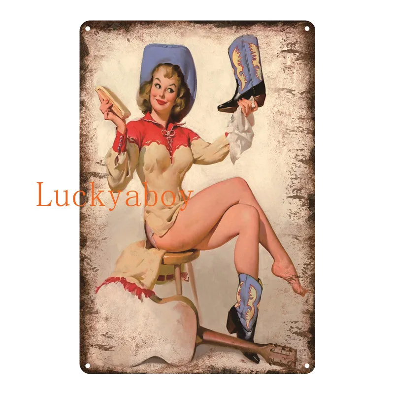 

PIN UP GIRL Retro Metal Tin Sign Poster Vintage Plaque Home Pub Bar Garage Wall Decor