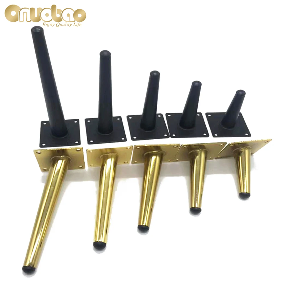 onuobao 4pcs wrought iron oblique cone furniture legs high strength sofa leg kitchen cabinet table leg furniture feet 10 30cm free global shipping