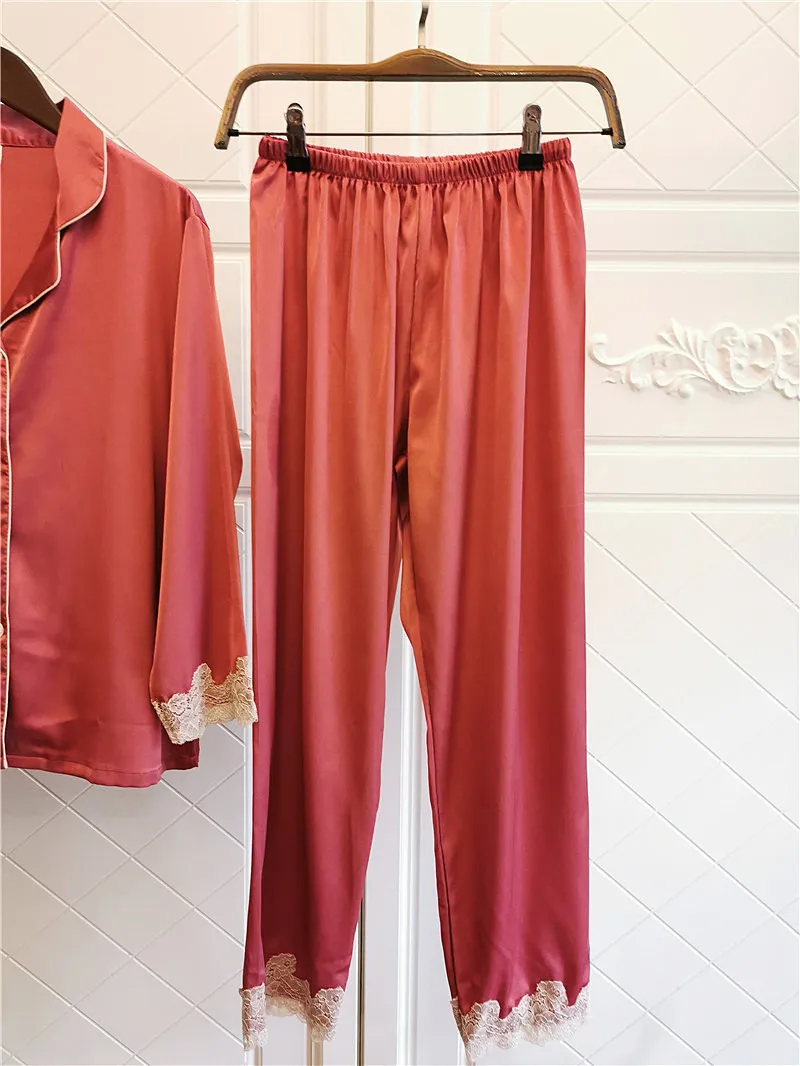 Женская пижама с длинным рукавом и V-образным вырезом | одежда