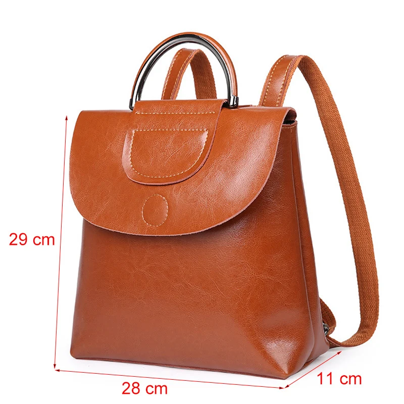 Винтажный вместительный женский рюкзак из натуральной кожи кожаные черные