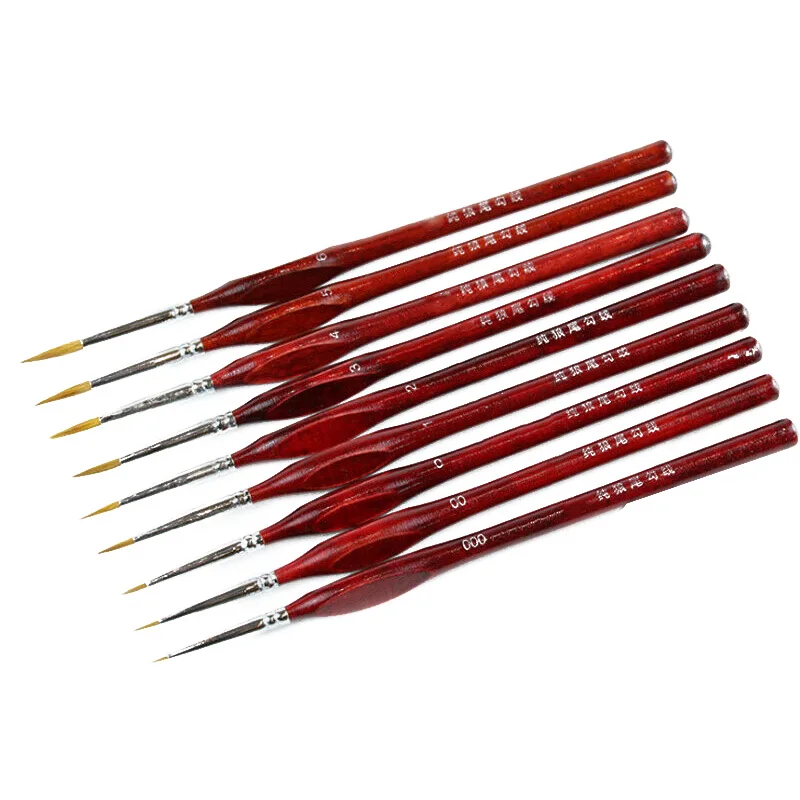 

9Pcs/Set Miniature Paint Brush Kit Professional Sable Hair Fine Detail Art Model Tools HANW88