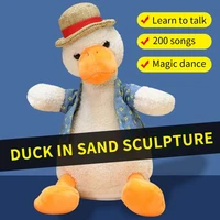 talking duck speak talk sound record repeat straw hat duck stuffed plush animal kawaii duck toy for children kid birthday gift