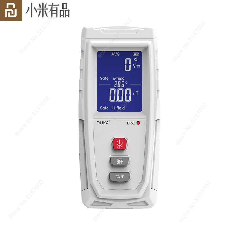 

Youpin DUKA Electromagnetic Radiation Detector Digital LCD Screen Frequency Tester ER-1 Sound Light Alarm 5Hz-3500MHz Indicator