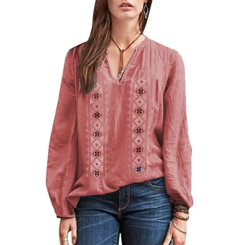 

New Autumn Fashion Women Printed Shirts 2021 Bubble Long Sleeve Crop Tops Blouses Loose V Neck Elegant Office Tops Femme Suit