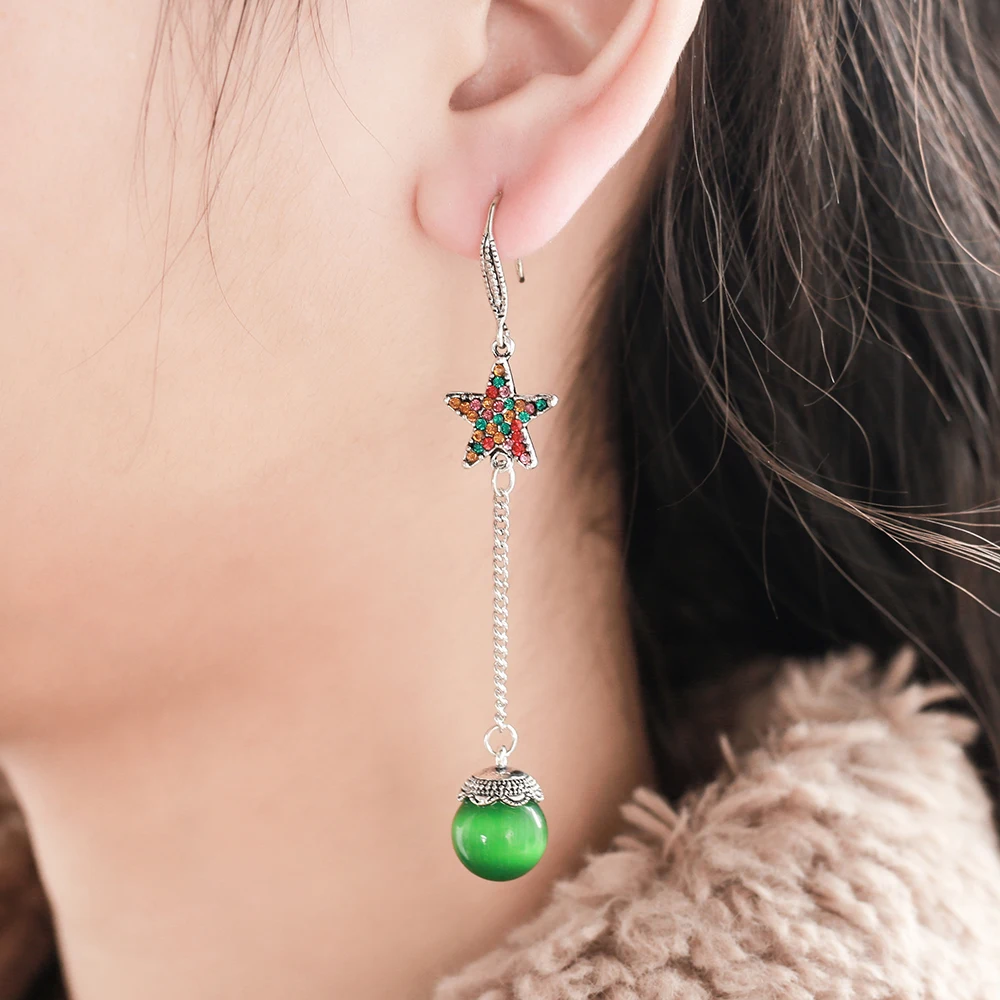 

2020 New Arrival Ball Pendant Drop Earring For Women New Star With Round Rhinestone Long Chain Drop Earring Earing For Ear