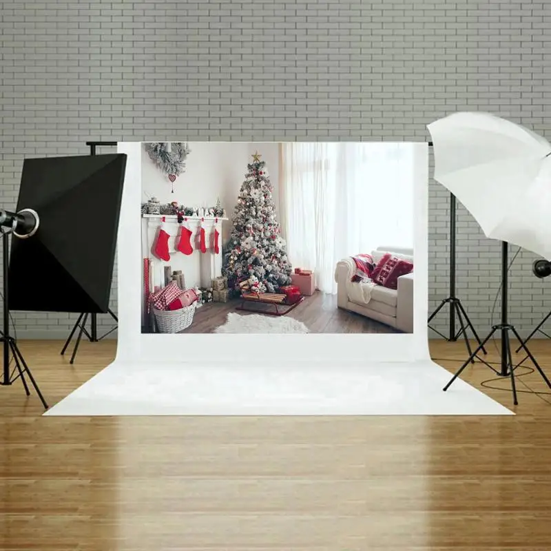Рождественский фон для фотосъемки из ткани Снеговик Санта Клаус домашний декор