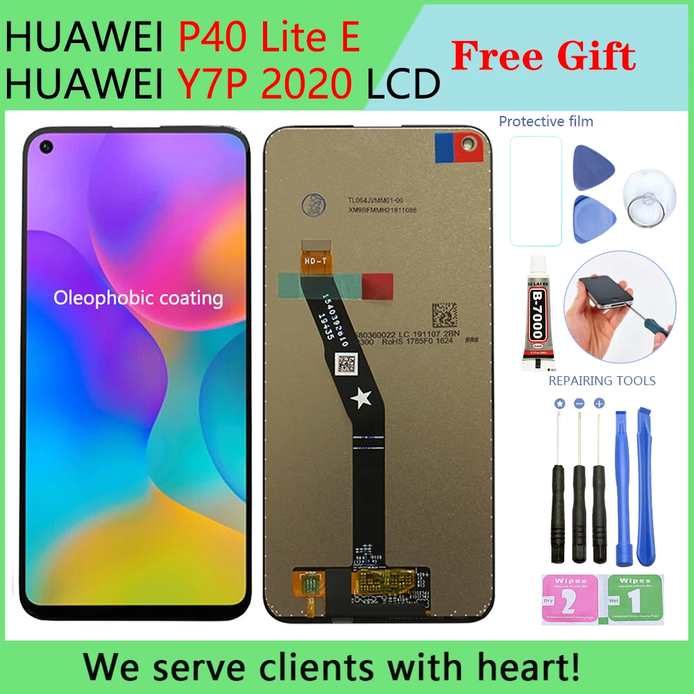 Оригинальный ЖК-дисплей для HUAWEI P40 Lite E сенсорный экран с рамкой Y7P 2020 запасные