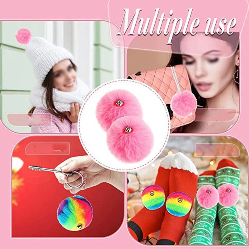 

2PCS Bell Fur Balls(With shoelace) Artificial Fur Ball 8cm Pompom Roller Skate Shoelace Fur Ball Decorative Accessories