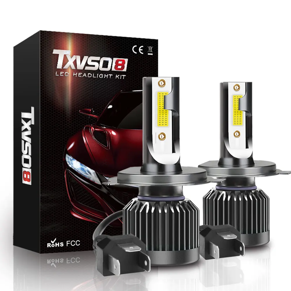 

TXVSO8 Mini H4 Led Bulb 80W 8000LM Wireless Car Headlight 12V Conversion Driving Light 9003/HB2 Hi/Lo Lamp 6000K White